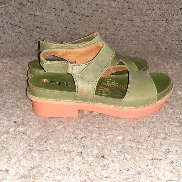 ART COMPANY-1105-I Like Memphis-Khaki Green/Orange Wedge-Size 37-Excellent - Picture 4 of 7